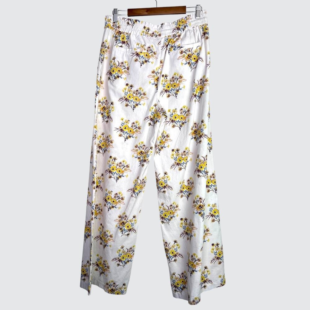 Happy X Nature 100% Cotton Wide Leg Relaxed Off White with Floral Print W's Med. - Picture 4 of 13